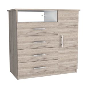 Organizador Barlovento, Humo y Blanco, con Cuatro Cajones Para Guardar Ropa